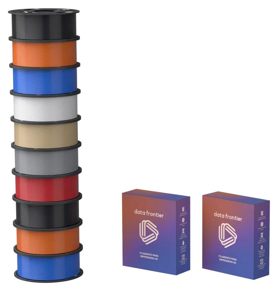 Pilha de carretéis de filamento Data Frontier