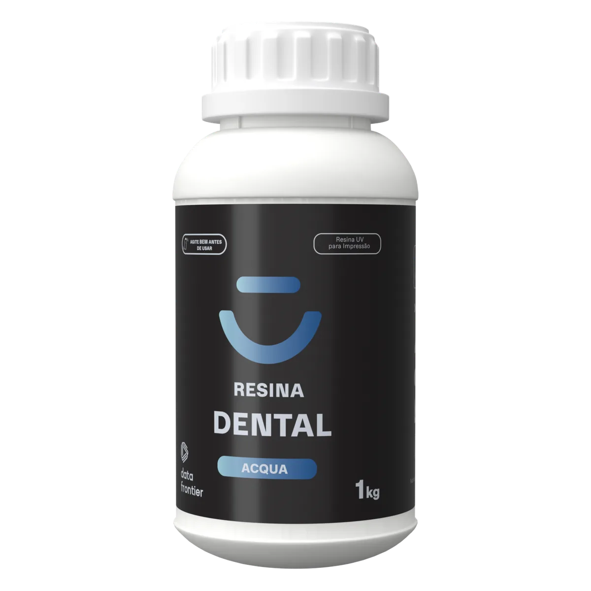 Frasco de 1 kg da resina 3D Dental Acqua translúcida da Data Frontier