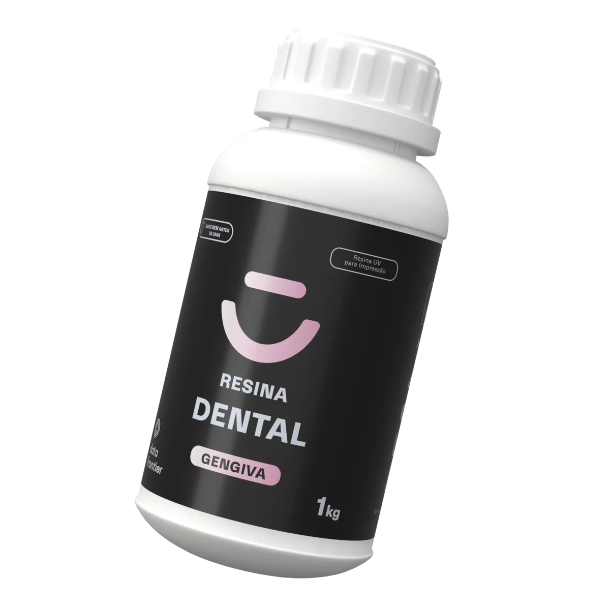 Frasco de 1 kg da resina 3D Dental Gengiva rosa da Data Frontier, vista inclinada